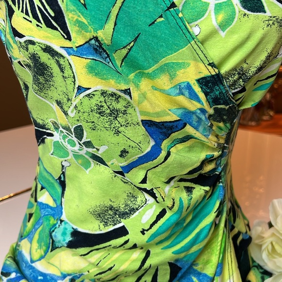 🌴CACHE FLORAL TROPICAL V NECK RUCHED SIDE TOP SIZE SMALL🌺🌴 - Picture 10 of 13